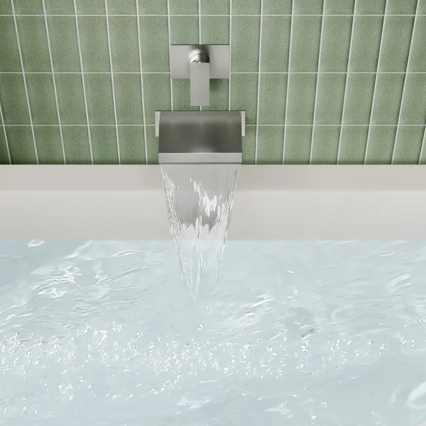 Modern Brushed Nickel Wall-Mounted Waterfall Bathtub Faucet – Wide Spout Tub Filler