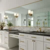 Modern Brushed Nickel Widespread Waterfall Bathroom Sink Faucet