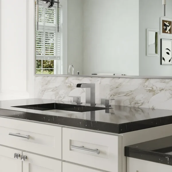 Waterfall Bathroom (3) Modern Brushed Nickel Widespread Waterfall Bathroom Sink Faucet