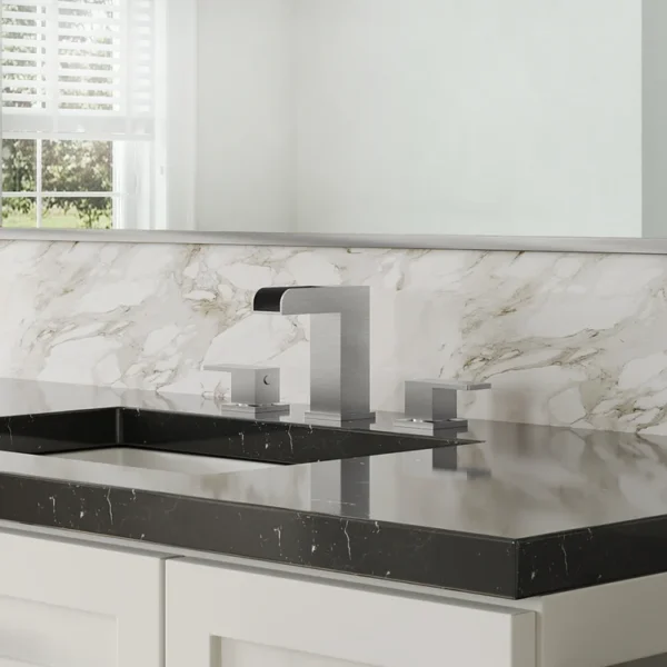 Waterfall Bathroom (4) Modern Brushed Nickel Widespread Waterfall Bathroom Sink Faucet