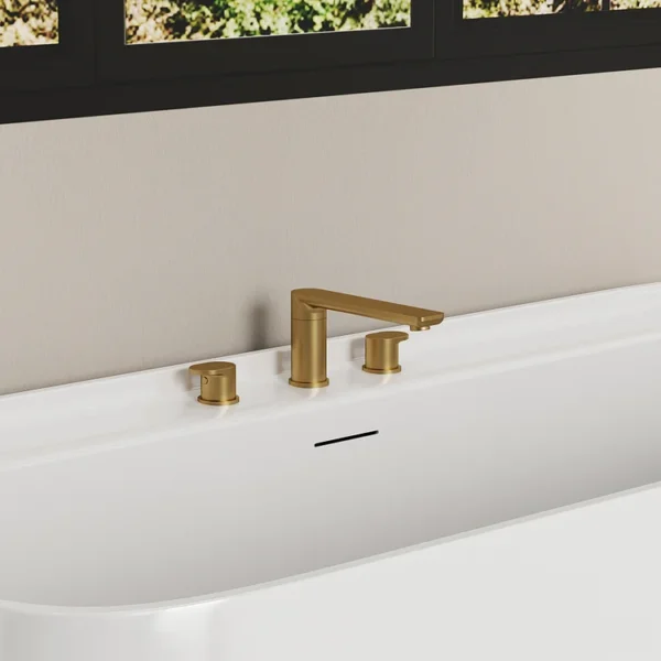 Luxury Brushed Gold Widespread Bathroom Sink Faucet – 3-Hole Dual Handle Vanity Faucet