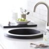 Round Stone Composite Countertop Prep & Bar Sink – Modern Concrete Finish