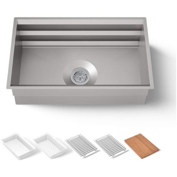 Workstation Stainless Steel Farmhouse Kitchen Sink with Integrated Accessories