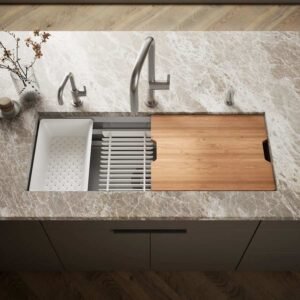 Workstation Stainless Steel Apron Front Farmhouse Kitchen Sink with Accessories