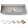 Workstation Stainless Steel Apron Front Farmhouse Kitchen Sink with Accessories