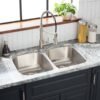 Double Bowl Undermount Stainless Steel Kitchen Sink – Brushed Finish Dual Basin Sink