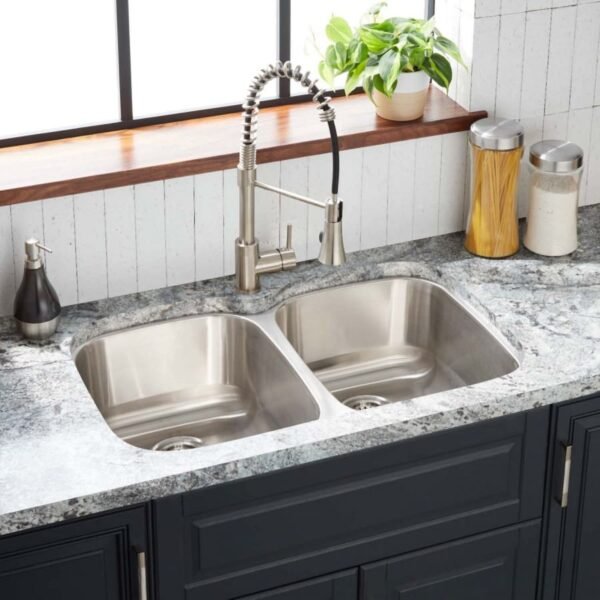 Double Bowl Undermount Stainless Steel Kitchen Sink – Brushed Finish Dual Basin Sink