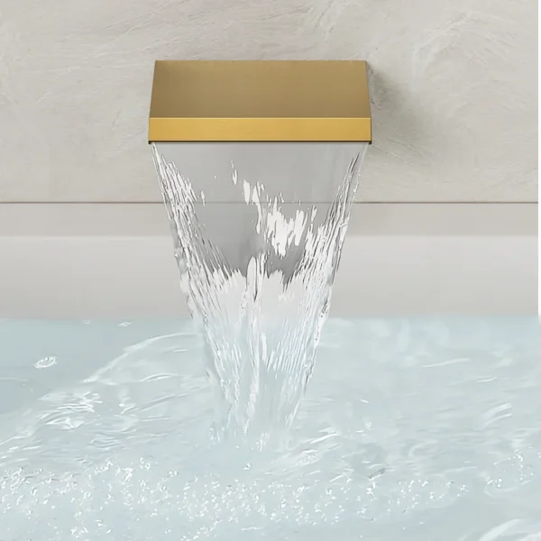 Luxury Brushed Gold Wall-Mounted Waterfall Bathtub Faucet with Hand Shower