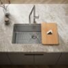 Undermount Stainless Steel Workstation Prep & Bar Sink with Cutting Board