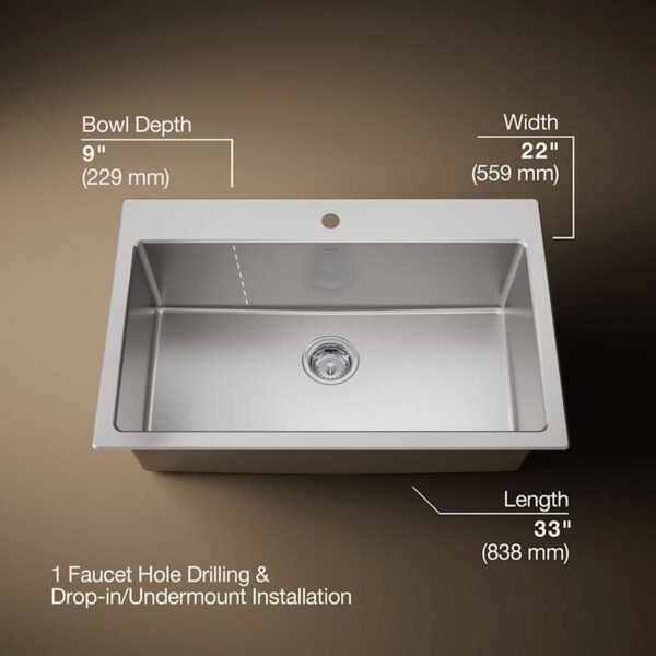 Undermount Stainless Steel Workstation Prep & Bar Sink with Cutting Board