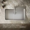 Undermount Stainless Steel Workstation Prep & Bar Sink with Cutting Board