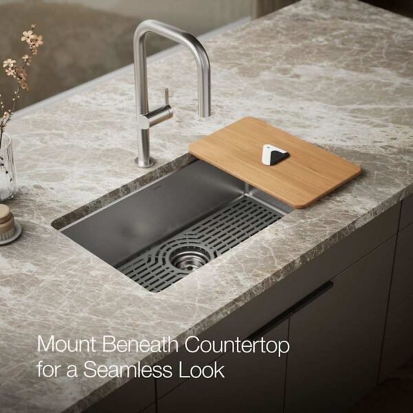 Undermount Stainless Steel Workstation Prep & Bar Sink with Cutting Board