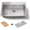 Undermount Stainless Steel Workstation Prep & Bar Sink with Cutting Board