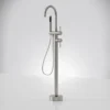 Modern Brushed Nickel Freestanding Bathtub Faucet with Hand Shower