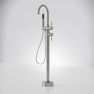 faucet (7) Modern Brushed Nickel Freestanding Bathtub Faucet with Hand Shower