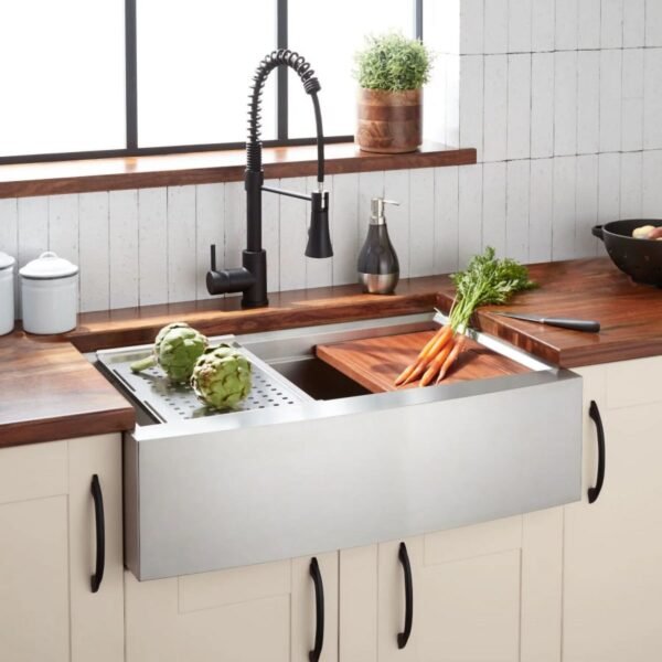 Stainless Steel Farmhouse Apron-Front Workstation Kitchen Sink with Accessories