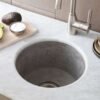 luxury prep sink (1) Round Concrete Undermount Kitchen Sink – Modern Minimalist Single Bowl Sink