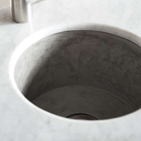luxury prep sink (2) Round Concrete Undermount Kitchen Sink – Modern Minimalist Single Bowl Sink
