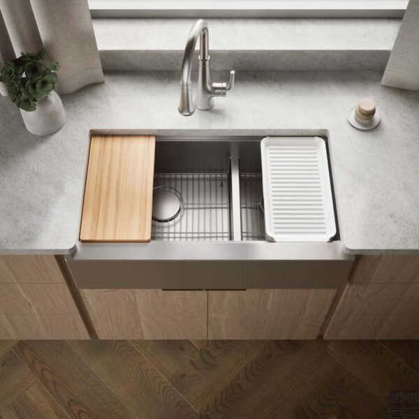 Luxury Double Bowl Farmhouse Workstation Kitchen Sink with Accessories