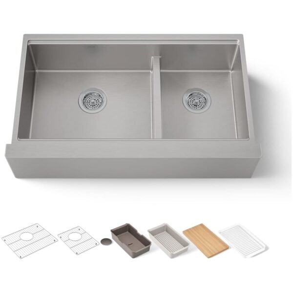 Luxury Double Bowl Farmhouse Workstation Kitchen Sink with Accessories