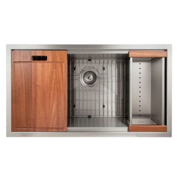 33" Workstation Stainless Steel Single Bowl Kitchen Sink with Integrated Accessories