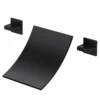 Matte Black Wall-Mounted Waterfall Bathtub Faucet – Modern Wide Spout Tub Filler