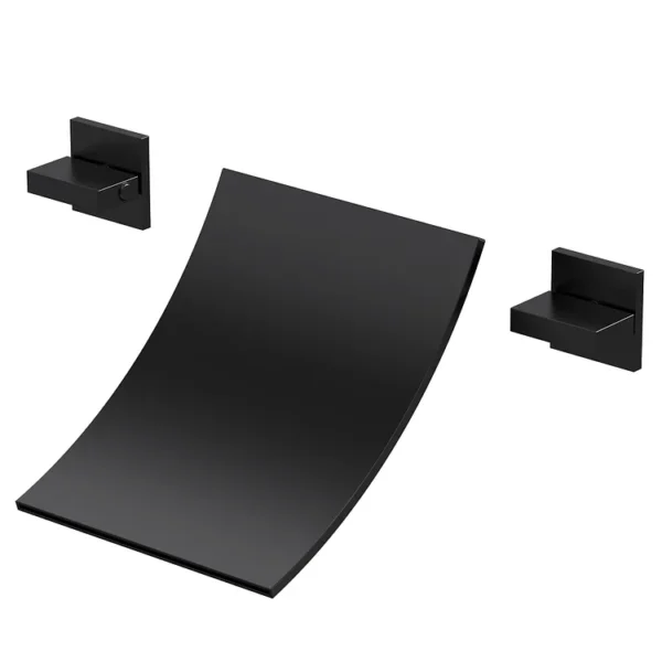 Matte Black Wall-Mounted Waterfall Bathtub Faucet – Modern Wide Spout Tub Filler