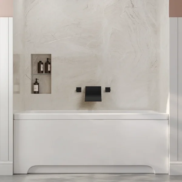 Matte Black Wall-Mounted Waterfall Bathtub Faucet – Modern Wide Spout Tub Filler