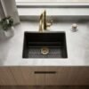 Matte Black Workstation Single Bowl Kitchen Sink with Bottom Grid